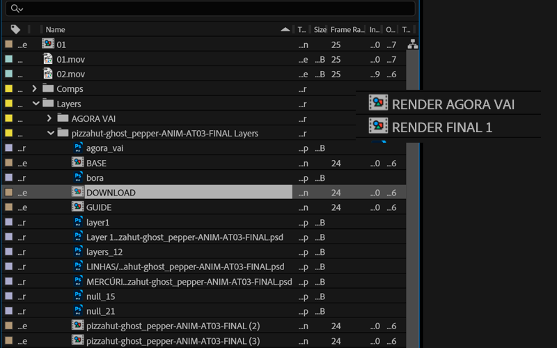 Projeto bagunçado no After Effects